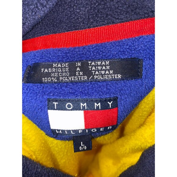 Vintage 90’s Y2K Tommy Hilfiger Yellow Fleece Pullover Jacket Men’s Size Large - Picture 3 of 9